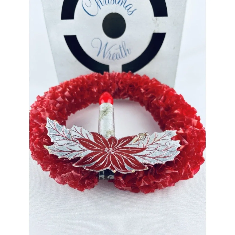 Vintage Electric Wreath‎ of Red Sparkling Cellophane Light Christmas Works!